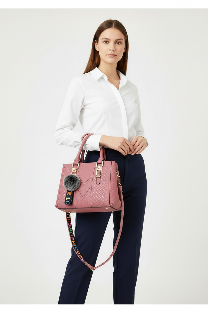 Pink handbag work model South Asian