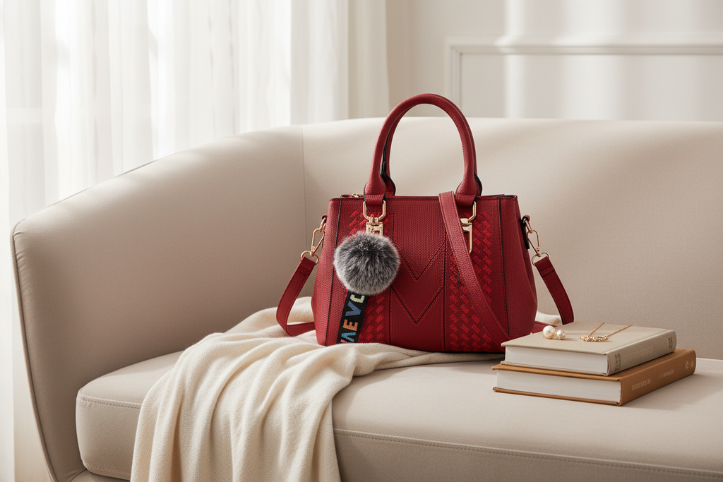 Red handbag lifestyle shot